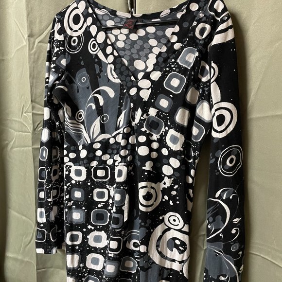 Aller Simplement, Bohemian Shirt Dress, comfortable cotton abstract patterns - Picture 2 of 4